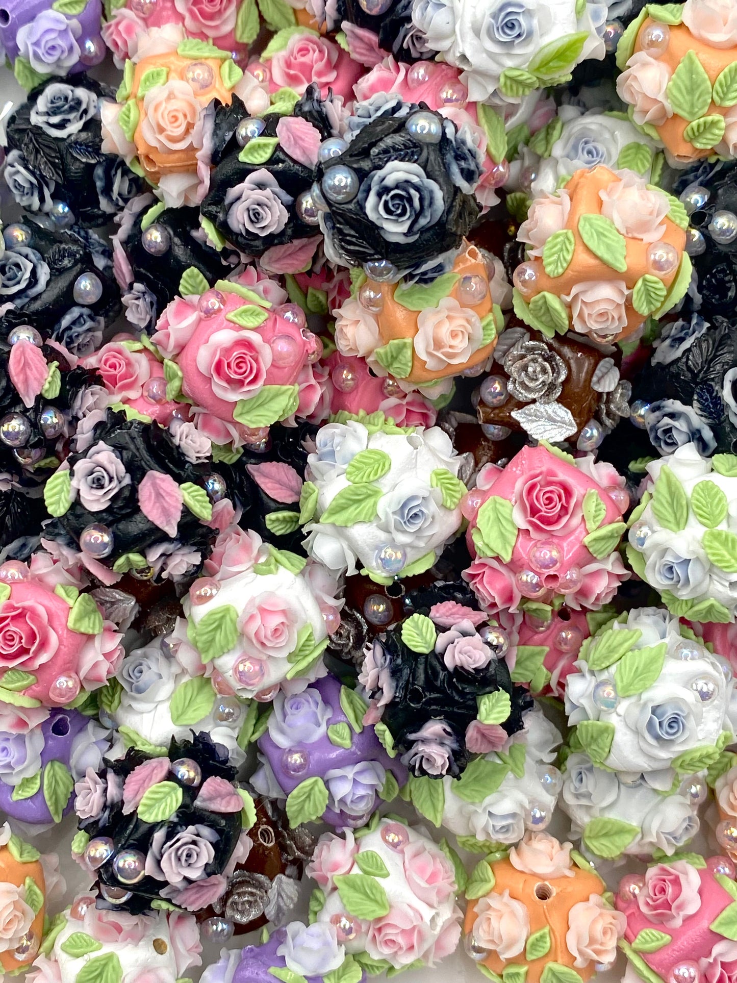 Romantic Roses Luxury Polymer Clay Beads