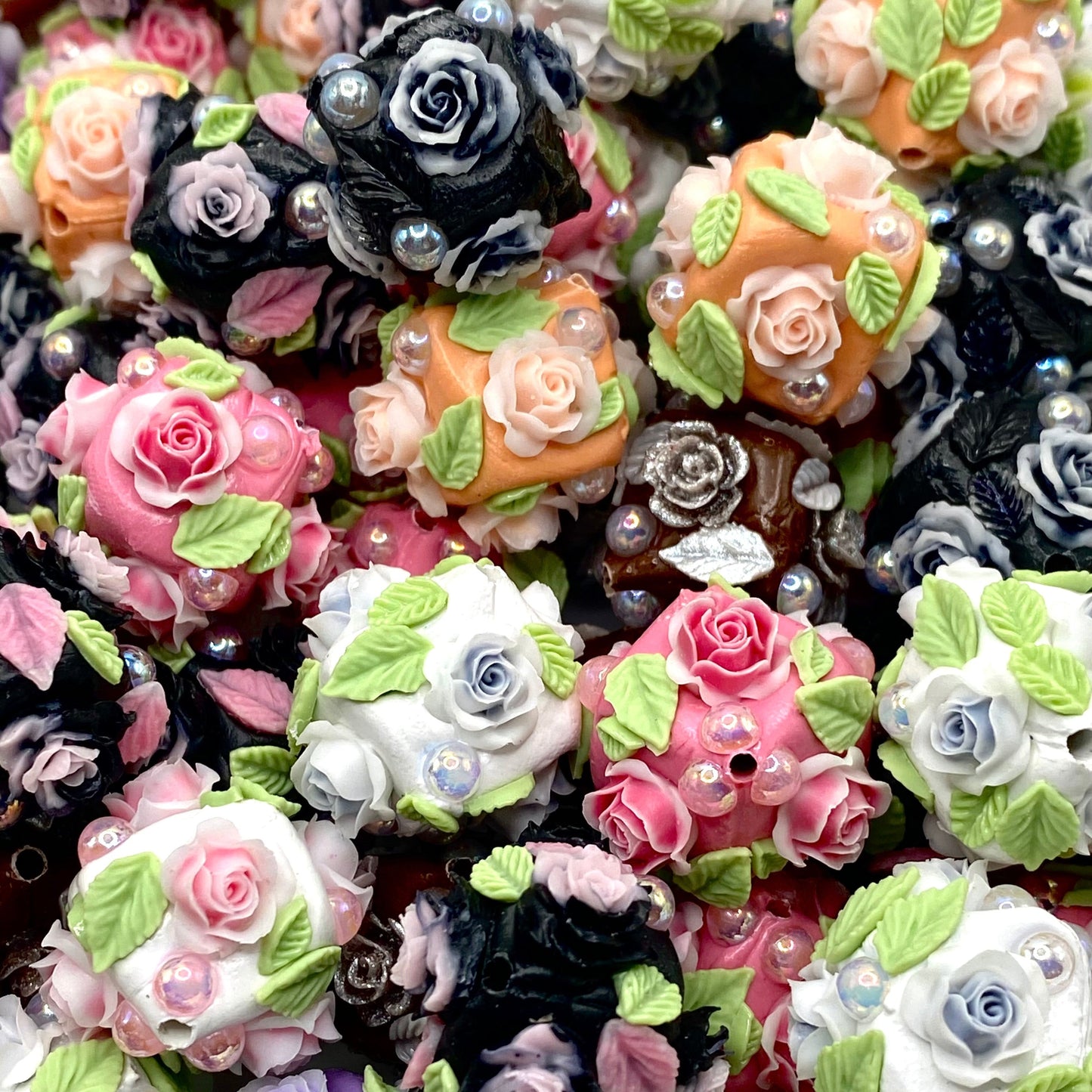 Romantic Roses Luxury Polymer Clay Beads