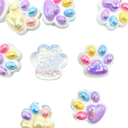 Colorful Pet Paw Acrylic Beads